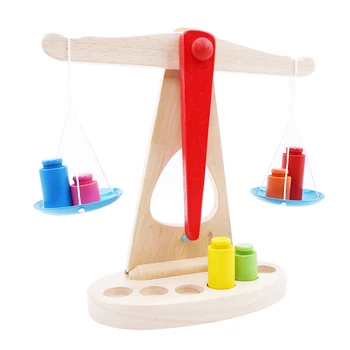 Uus Montessori Hariduslik Mänguasi Väike Puust New Balance Scale Mänguasja 6 Kaalud Lapsed, Beebi