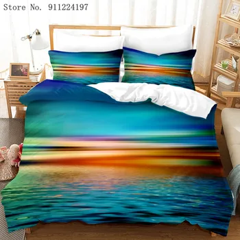 Sunset Värvilised Lained tekikott Komplekt 3D Trükitud Mere Rannas Trööstija 3tk Voodipesu Komplektid King Size Ühe Täielik Topelt Bedclothes