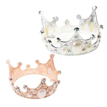 Laps Luksus Rhinestone Pearl Crown Mini Tiara Pulm Peapael Printsess Sünnipäeva Teenetemärkide Juuksed Tarvik