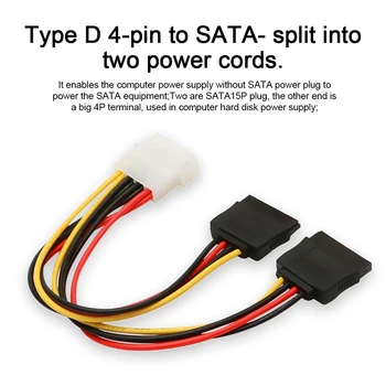 SATA Power Adapteri abil 4Pin IDE Molex, et 15Pin Serial ATA Y Splitter Kõvaketta Toide Ühendage Juhe Lauaarvuti