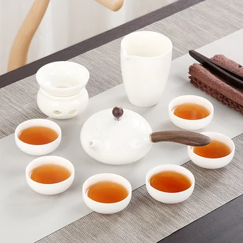 Portselan Tee Kehtestatakse Hiina Stiilis Lihtne Kung Fu Tablewares Puhas Valge Jade Kausid, Kannud Kaasaskantav Bardak Seti Tee Teenuse EI80TS