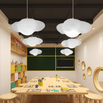 Valge plastikust ujuvad pilv lühter laste tuba teenetemärgi LED 16 värvi kaugjuhtimispult dimm rippus lamp