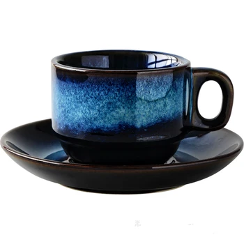 Moodsad portselan-oskustööliste keraamiline kohvi tassi ja taldriku komplekt creative hommikusöök pärastlõunane tee Jaapani lihtne Sinine