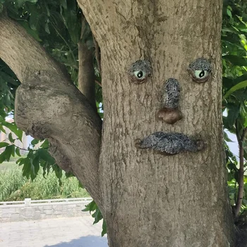 Vana Mees Puu Nägu Skulptuur Tree Hugger Aed Peeker Õue Art Skulptuur - Sobib Väljas & Aed Deco