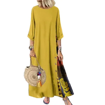 Vintage Moslemi Naiste Abaya Kleit Prindi Pluss Suurus Prantsuse Stiilis Vestidos Mujer Maroko Seal Kaftan Türgi Dubai Maxi Vabaaja Hommikumantlid