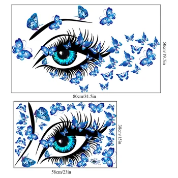 Sinine ilu silmad ja liblikad Seina Kleebis elutuba, magamistuba kaunistused tapeet Seinamaaling Eemaldatav PVC kleebised kunsti kleebised