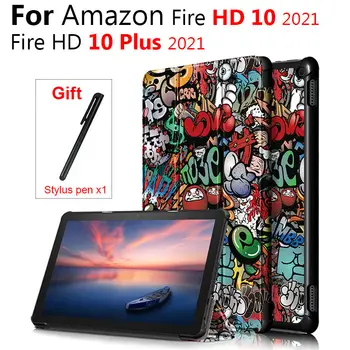 Juhul Kaas Kindle Fire HD10/HD10 Pluss 2021 10 tolline Tablet Pc Stand, Pu Nahk Juhul Nahast Põrutuskindel