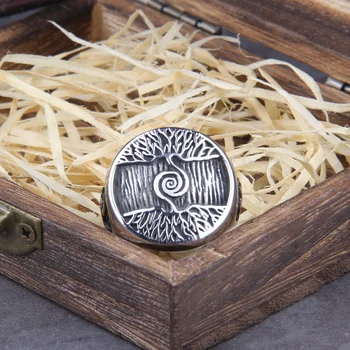 Dropshipping Roostevabast Terasest elupuu Signet Ring Klassikaline Meeste Viking Amulett Rõngad Põhjamaade Ehted