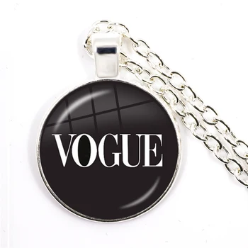 Vogue Kirja 25mm Klaas kivi ümber Ripats Kaelakee Harajuku Naiste Mood Kampsun Kett Ehted on Naiste-Meeste Kingitus