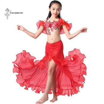 Kõhutants kostüüm Uusim 2 Tk/Komplekt Rinnahoidja + Seelik bellydance Riided Lastele Oriental tulemuslikkuse dancwear Tüdrukud