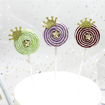 Lollipop Paber Koogikarpides Torukübar Kaardi Roosa Kroon Viie osutas Star Koogikarpides Torukübar Laste Sünnipäeva Cupcake Kaunistamise Tarvikud