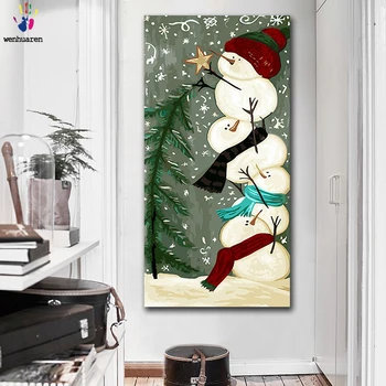 DIY Värvaineid Pilte Numbrid Värvi Lumememm Kaunistus Jõulupuu Pilt Joonis Värvimine poolt Numbrid Raamitud Kodu