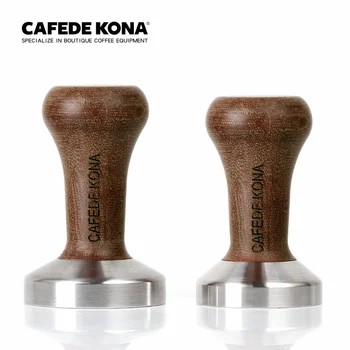 CAFEDE KONA tamper baasi korter 51/ on 57,5 mm, roostevabast terasest -, kummi -, puidu-käepidemed barista vahend espresso veski Käsitsi valmistatud kohvi tamper