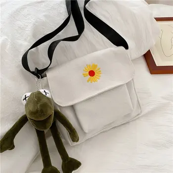 Vabaaja Kotid Õlale Messenger Bag Naiste Moe Praktiline Kaasaskantav Väike Daisy Lõuend Õlakott