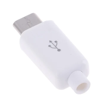 10tk 4 In 1 Micro-5PIN Keevitus Tüüpi Mees Ühendage Pistikud Laadija 5P USB Saba Laadimine Pistikupesad Valge