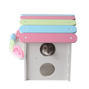 Värvikas Hamster Pesas Magab Maja Kodu Puidust Luksus Puur Lemmiklooma DIY Peidikusse Mängida Onn Mänguasi Väikeste Loomade Asjade Hamster Peidikusse