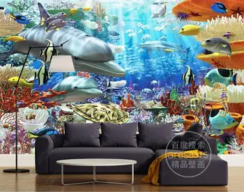 Custom de papel parede dolphin seina paberid home decor Magamistuba, elutuba 3d müüri taustal seina kaunistamiseks maali