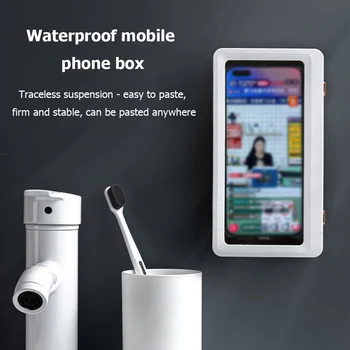 Seinale Kinnitatud Telefon, Box Õmblusteta Paindlik Tugev Kandeosad Veekindel Puuteekraan Telefoni Omanik Dušš, Telefon Riiul