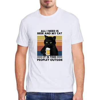 Must Kass, Kõik, mida ma Vaja On Õlu Ja Minu Kass On Liiga Peopley Väljaspool Naljakas T-Shir tLovely Kass Naljakas Särk Särk, Lühikese Varrukaga T -Särk