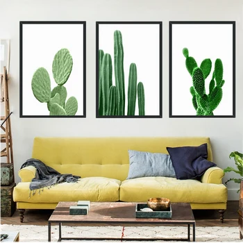 Kunsti Lõuend Trükib Roheline Kaktus Maali 40X50cm 3 Tükki Kaasaegne Frameless Office-Kodu Kaunistused Pere Pilt
