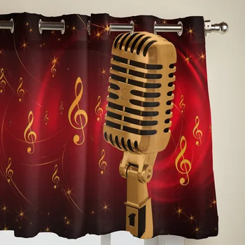 Mikrofon Muusika Märgib Kaasaegse Elektrikatkestus Kardinad eest elutuba Akna Kardinad Magamistuba, Köök Eesriided Rulood Home Decor