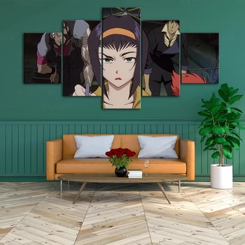 Lõuend Pildid Kodu Kaunistamiseks Maalid Kauboi Küsimuse Plakat Anime Iseloomu HD Prindib 5 Tükki Seina Art Modulaarne elutuba