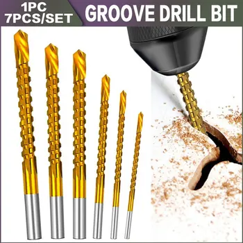 6tk Titanium Kattega Drill Bit Set Spiraal Kruvi Meetriline Komposiit Tap Drill Bit Puuduta Multi-Funktsionaalne Twist Drill Bit Set