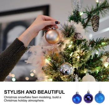 24tk Mitmevärviline Dekoratiivne Teema Pack Peen Jõulud Pallid Kaunistused Tree Teenetemärgi Decor (Sinine)