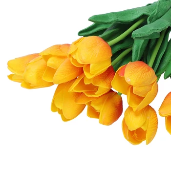 Fashion10pcs Tulip Flower Lateks Reaalne Touch Pulm Kimp Decor Parima Kvaliteediga Lilled (oranz tulp)