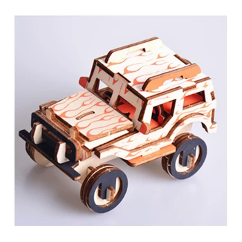 P63 kuum 3D Puzzle DIY Creative 3D Jeep Puidust Mudel Hoone Kit Mänguasi Hobi Kingitus Lastele Täiskasvanud