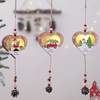 Jõulud loominguline puust õõnestatud kolmemõõtmeline LED helendav väike ripats, kohvik aknas stseeni teenetemärgi teenetemärgi