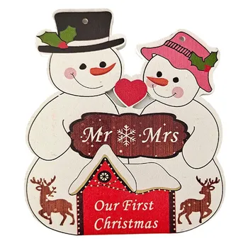 1tk Puit Jõulud Kaunistused Toorikud Puidust Lumememm Rippuvad Käsitöö Punane Snowman Christmas Tree Kaunistused