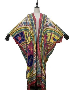 Dashiki Aafrika Riided Naistele Traditsiooniline Pluss Suurus Suvel Siidist Trükitud Supelrõivad Kimono Naiste Kuveit Pikad Riided