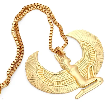 Uusim Mood Metallist Kulla Värvi Egiptuse Horus Lind Falcon Holding Ankh Ripats, Rinnatüki Kaelakee Keti Choker Loomade Hiphop Kaelakee