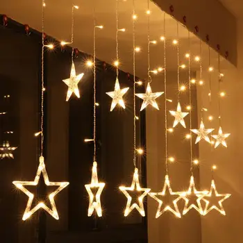 Kuu Tähte LED Kardin String Valgus Jõulud Muinasjutt Lamp, Pulmad, Puhkus Pere Aed Partei Teenetemärgi USA/EL/UK/AU Pistik