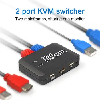 KVM-Lüliti 2 Sadamate 4K 60Hz 2 In 1 Out Splitter 1,2 m Juhe KVM HDMI-Ühilduvate Vahetaja Klaviatuuri Hiirt, U Disk