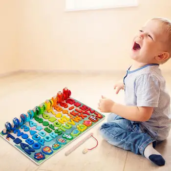3D Puidust Plokid Laste Montessori Magnet Kalapüügi lauamäng Number Kirjas Kuju Sobitamine Plokid Beebi Hariduslik Mänguasi Kingitus