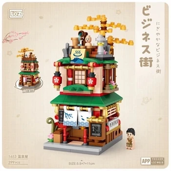 Uus Mini Tellised Vaade Linnale Stseeni Matcha Shop Hot Spring Kauplus Kimono Kauplus Ramen Söökla ehitusplokid Jõulud Mänguasi Lastele