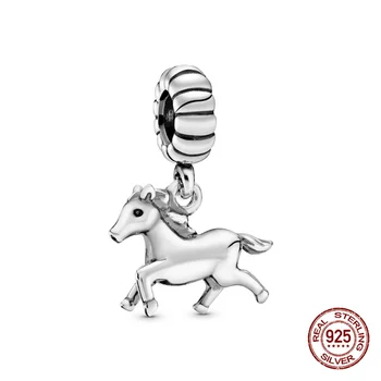 Reaalne 925 Sterling Hõbe Zodiac Hobune Sobib Originaal 3mm Käevõru&Käevõru Naistele Sünnipäeva Ehted Kingitus