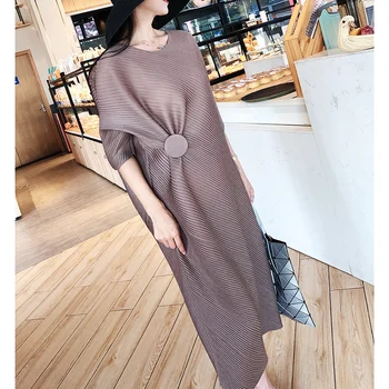 Plisseeritud kleit Naiste Suvel 2021 väike ring pikk kleit (sh risttoimse) sidusega-korea riided fashion lahti pluss suurus ebaregulaarne kleit