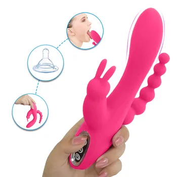 3 in 1 G Spot Küülik Vibraator Dildo Orgasm Täiskasvanute Mänguasjad Võimas USB-Laadimine Magnet Veekindel Masturbatsioon Sugu Mänguasjad, Naiste