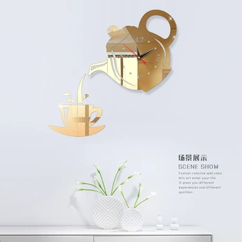 Kohvi teekann DIY 3D Number Kella Peegel Kleebis Home Office Decor Art Design Tuba, kaasaegne disain Silent Clock