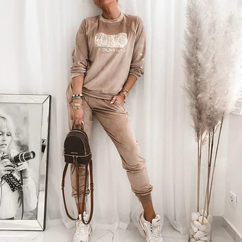 2021 Mood Naiste Tahke Velvet Püksid Kevadel Elegantne Kõrge Vöökoht Lady Pikad Püksid Sügisel Tasku Pehmed Püksid Sweatpant Streetwear