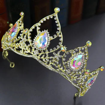 Pulm Tiaras Pruudid Juuksed Tarvikud Värvikas Crystal Crown Barokk Morsiamen Tiaras Peapael Kuninganna Diadem Raw-Crystal Crown