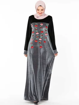 Islami Riided Velvet Moslemi Naiste Kleit Abaya Maroko Seal Kaftan Rüü Jubah Õie Elbise Dubai Türgi Kauhtana Araabia Hijab Kleit