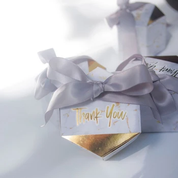 50tk Pool Thanksgiving Sõnum Kuusnurk Candy Box, Värviline Lint, Paks Paber Sünnipäeva lapsed Kingitus Donut Pakendi Karp