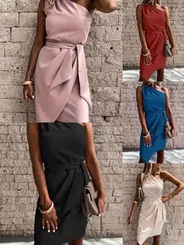 VANOVICH Suvel 2021 Uusi Tahke Värvi Varrukateta Kleit Naiste Tahke Värv Looduses Daamid Kleit Ebaregulaarne Euroopa Lepinguosalise Kleit Kleit