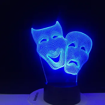 Komöödia Mask Magamistuba Teenetemärgi Värvikas Creative 3D Öö leebe puldiga Kingitus 3D Led Lamp Sõprade Kingituste Tilk Laevandus