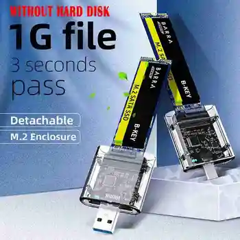 Läbipaistev USB3.0 Gen1 SSD Kõvaketta Puhul SATA M. 2 NGFF SSD 2242 2260 2280 Kaardi Adapter Mobile Kõvaketta Box