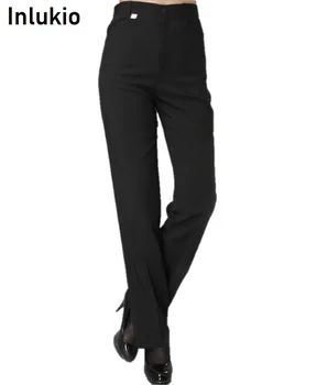 Must ülikond bootleg tööd püksid naiste pluss suurustele hingav tasku püksid daamid kontori püksid suve riideid